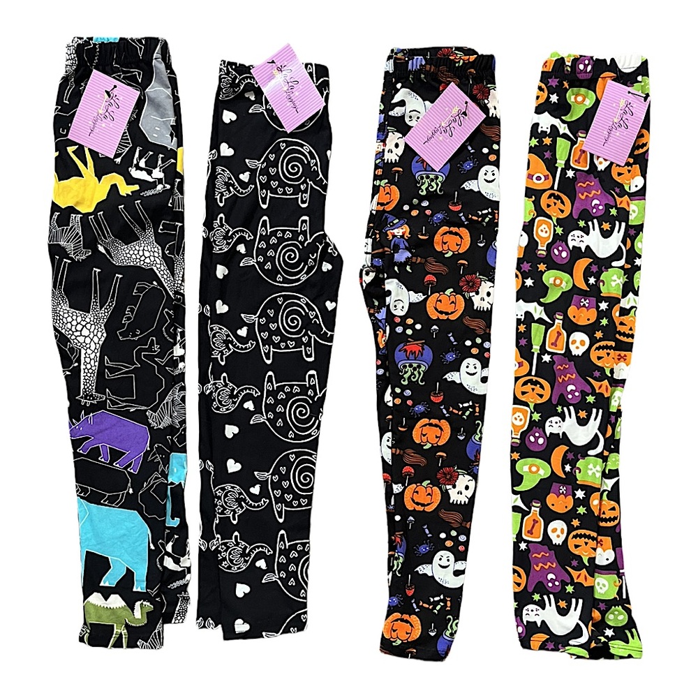 My LaLa Leggings Girl’s Design Halloween Animals Stretchy and Soft Set of 4 NWT